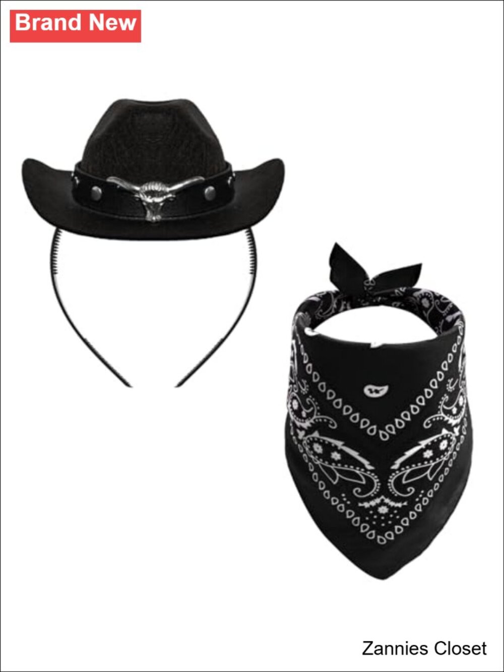 🤠 Mini Cowboy Hat Headbands with Bandana Faux Pearl Costume Accessories